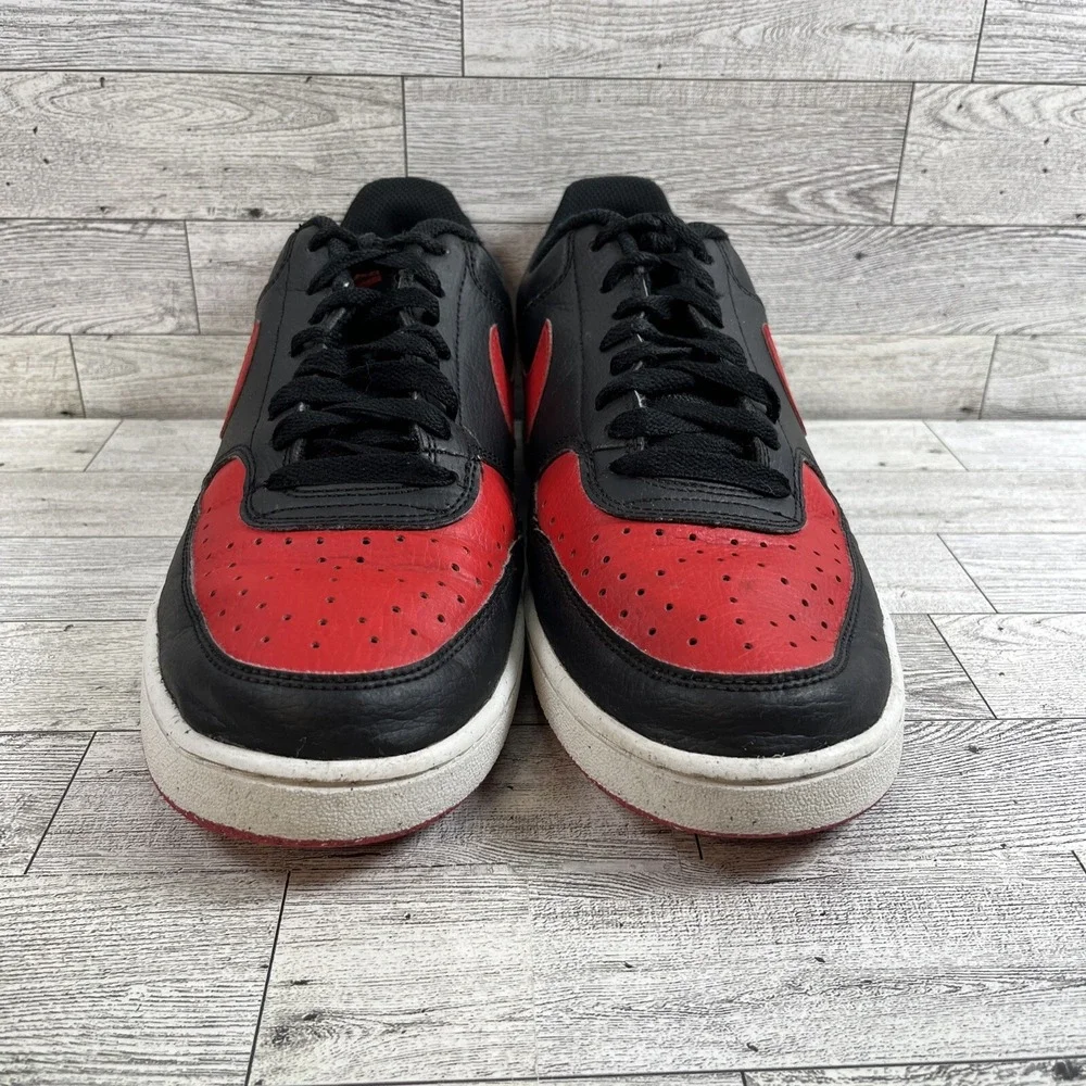 Nike Court Vision Low FJ0685-010 Black Red Athletic Shoes Men Size‎ 9.5